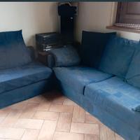 Divano in tessuto blu sfoderabile 