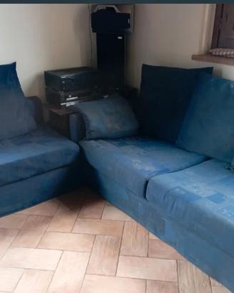 Divano in tessuto blu sfoderabile 