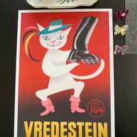 Poster vintage gatto buffo quadro camera bambini