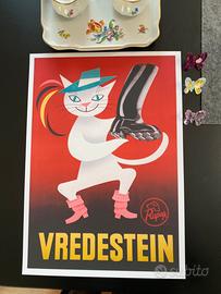 Poster vintage gatto buffo quadro camera bambini