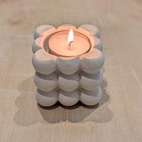 Portacandela artigianale in gesso ceramico 