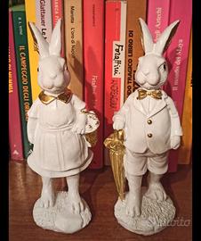 coppia conigli vetroresina 