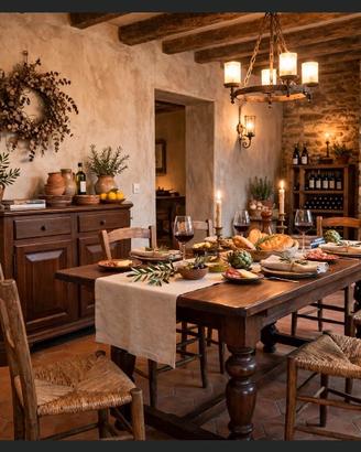 SET Taverna Completo 6pz Tavolo Frati+Cred.+4 sed