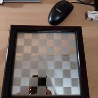 Scacchiera portatile in legno/vetro specchio con p