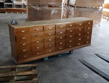 ANTICA CASSETTIERA BANCONE FARMACIA I LEGNO