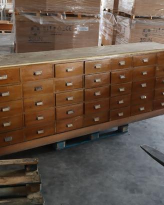 ANTICA CASSETTIERA BANCONE FARMACIA I LEGNO