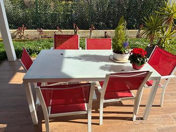 Tavolo da giardino in vetro con sedie