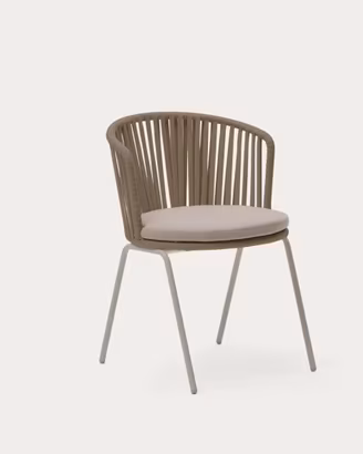 Sedia Saconca KAVE HOME in corda e acciaio BEIGE