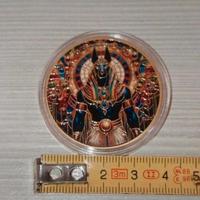 Moneta Portafortuna Amuleto Egiziano Anubi Sfinge 