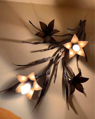 Lampadario ferro battuto fiore