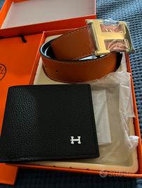 Set Hermès : Portafoglio Nero + Cintura Marrone