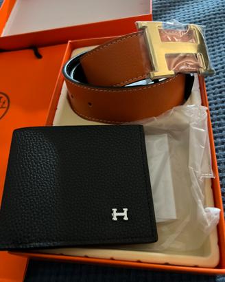 Set Hermès : Portafoglio Nero + Cintura Marrone