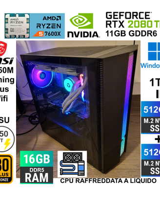 PC Gaming Ryzen 7600x DDR5 16GB RTX 2080 ti 11GB