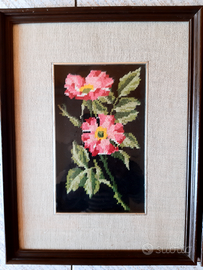 Quadretti di fiori, realizzati a mano con lana