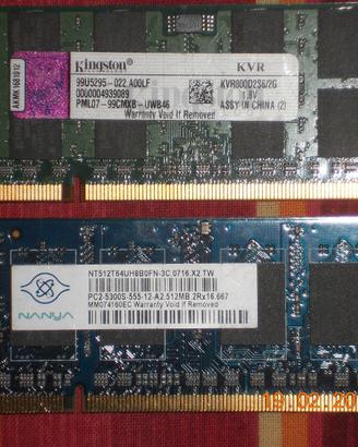 Ram 512 MB e/o 2 GB sodimm DDR2 PC2 6400/5300