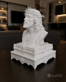 Busto Gesù Cristo Jesus bianco effetto marmo cm 15