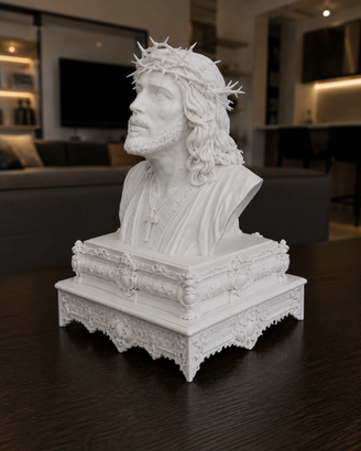 Busto Gesù Cristo Jesus bianco effetto marmo cm 15