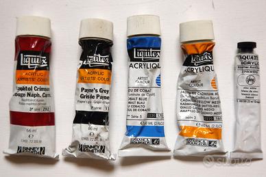 Lotto 5 tubi di colori acrilici