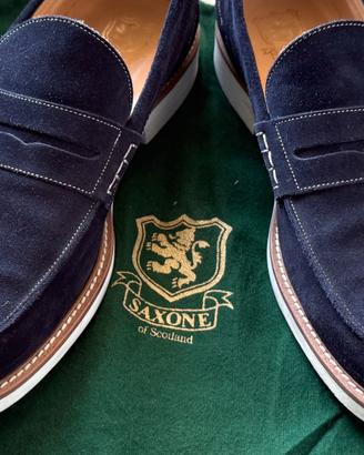 Mocassini Saxone Blu Scamosciato Taglia 44
