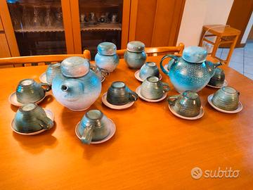 Servizio da tè artigianale ungherese in ceramica