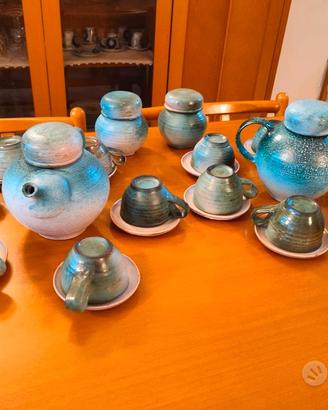 Servizio da tè artigianale ungherese in ceramica