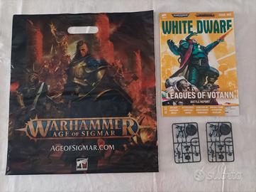 Warhammer rivista + busta + 2 personaggi miniature