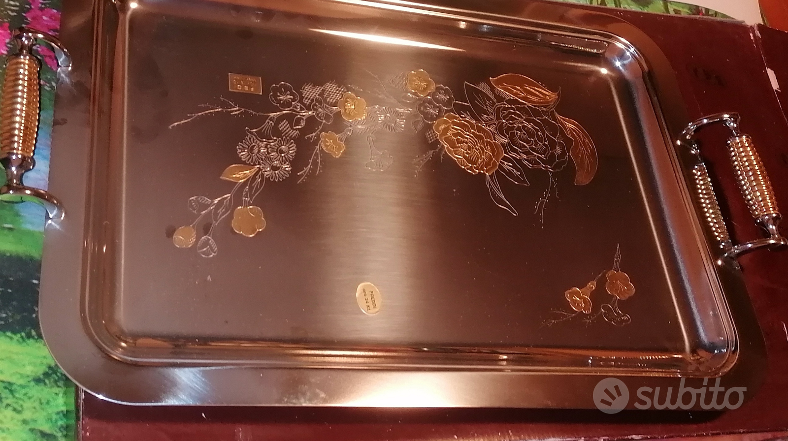 Casserole En Acier Scaramuzzi Avec Anses Plaquées Or 24 Carats, 27 Cm, Neuve