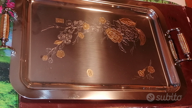 Vassoio in acciaio inox 18/10 con inserti oro 24k