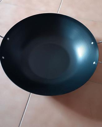 Pentola Wok nera in ferro 32 cm