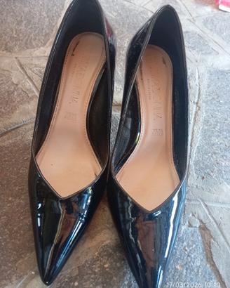 décolleté nere in vernice, tacco 8 cm