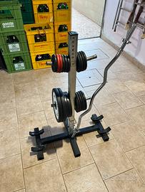 Pesi palestra (dischi) + portapesi + bilanciere W