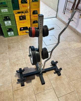 Pesi palestra (dischi) + portapesi + bilanciere W