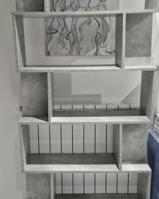 libreria grigio effetto cemento