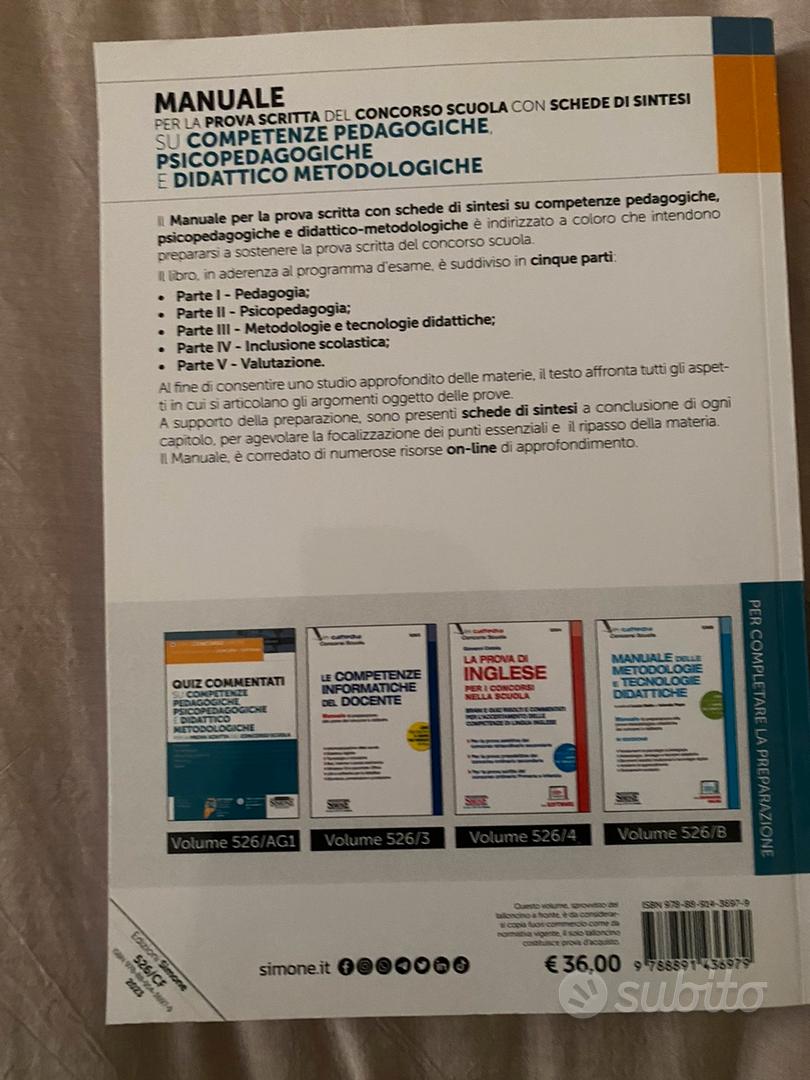 Manuale per la prova scritta del concorso scuola con schede di sintesi su  competenze pedagogiche, psicopedagogiche e didattico metodologiche - 526/CF