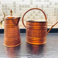 Set in rame martellato - innaffiatoio e brocca