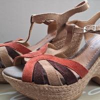 Sandali in pelle e corda con plateau