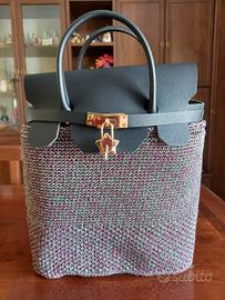 borsa mini birkin in cordino verde/lilla