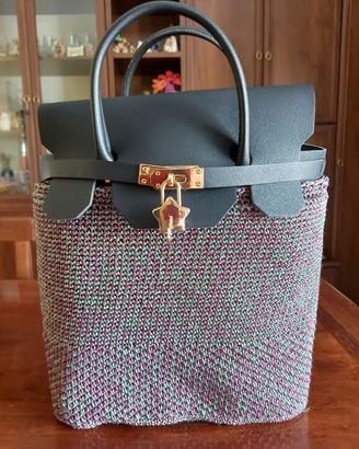 borsa mini birkin in cordino verde/lilla