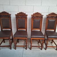 4 sedie inglesi età rinascimento restaurate