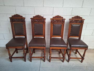 4 sedie inglesi età rinascimento restaurate