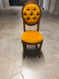 Sedia stile Luigi XVI vintage in velluto giallo
