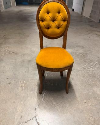 Sedia stile Luigi XVI vintage in velluto giallo