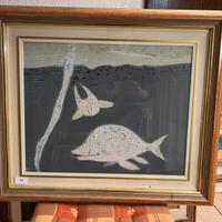 Dipinto Franco Villoresi - Pesci sfondo blu collez