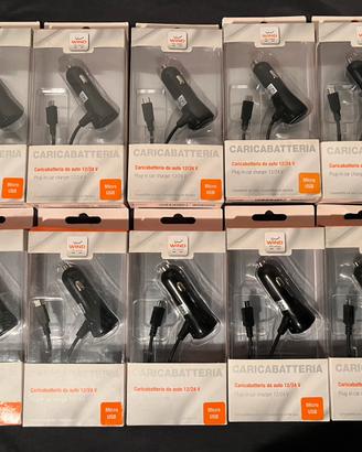 Set 10pz Caricatore auto MicroUSB smartphone nuovi