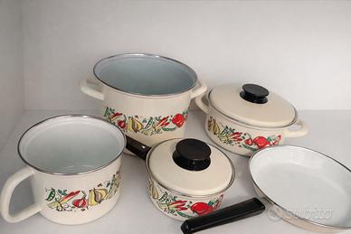 Set pentole smaltate vintage complete- casseruole