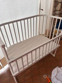 Lettino  BABYBAY lbianco + materasso e spondina