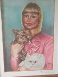 Quadro dipinto olio su tela "Raffaella Carra"