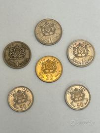 Collezione lotto 6 monete Marocco Dirham Santimat