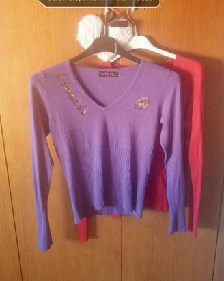 Maglioncino in viola e rosso
