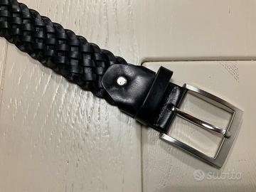 Cintura pelle intrecciata nera
